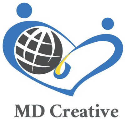 MD Creative：我們以人為本用愛與關懷的核心理念，藉由兩人形貌象徵攜手合作，並且用愛心擁抱世界；中間的支點寓意我們善用槓桿，借力使力達到力矩概念，完成使命。